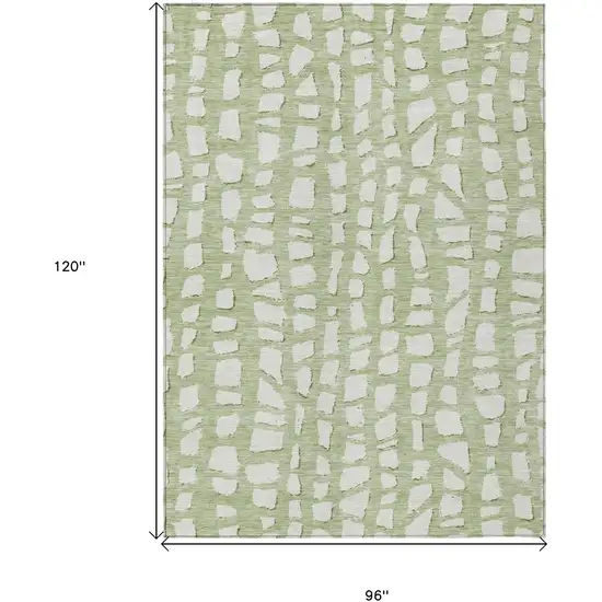 Artichoke Green And Ivory Abstract Washable Indoor Outdoor Area Rug Photo 7