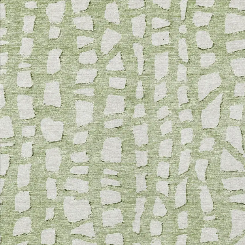 Artichoke Green And Ivory Abstract Washable Indoor Outdoor Area Rug Photo 4