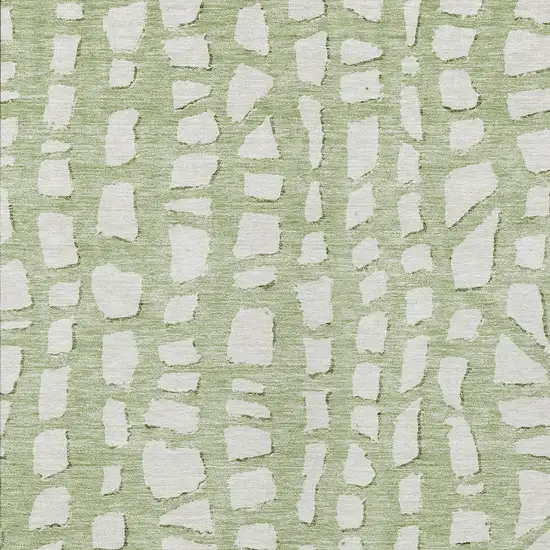 Artichoke Green And Ivory Abstract Washable Indoor Outdoor Area Rug Photo 4