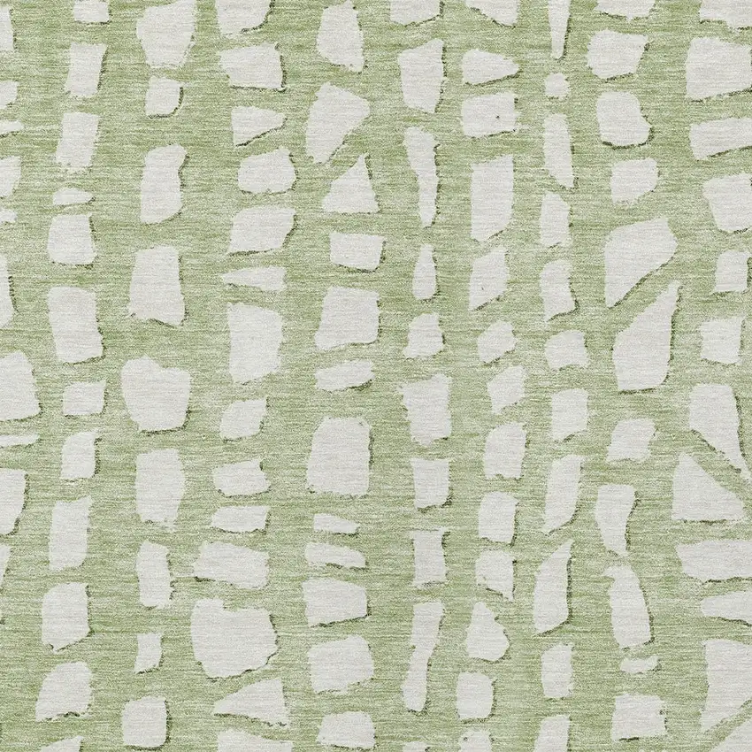 Artichoke Green And Ivory Abstract Washable Indoor Outdoor Area Rug Photo 4