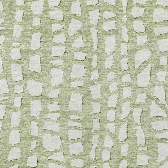 Artichoke Green And Ivory Abstract Washable Indoor Outdoor Area Rug Photo 4