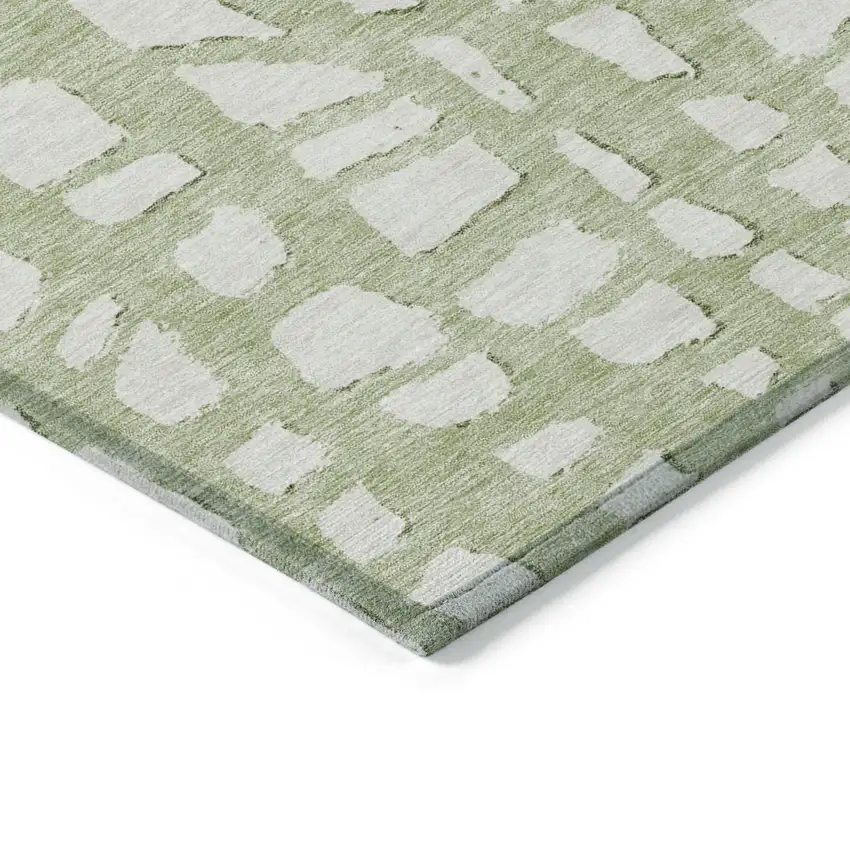 Artichoke Green And Ivory Abstract Washable Indoor Outdoor Area Rug Photo 3