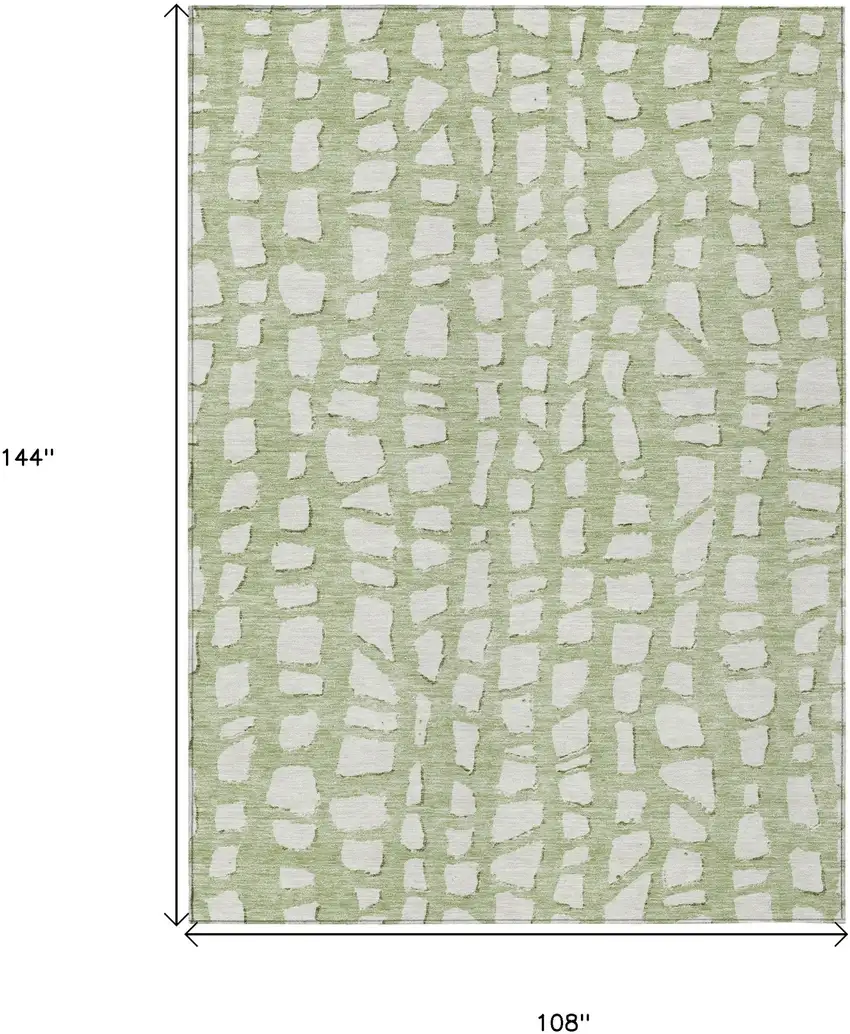 Artichoke Green And Ivory Abstract Washable Indoor Outdoor Area Rug Photo 7
