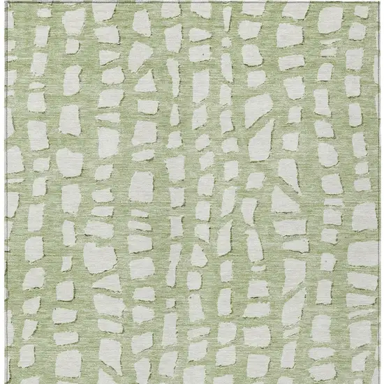 Artichoke Green And Ivory Abstract Washable Indoor Outdoor Area Rug Photo 6
