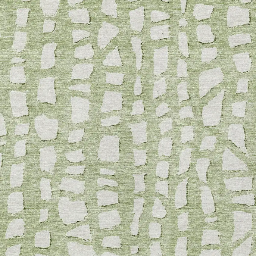 Artichoke Green And Ivory Abstract Washable Indoor Outdoor Area Rug Photo 4