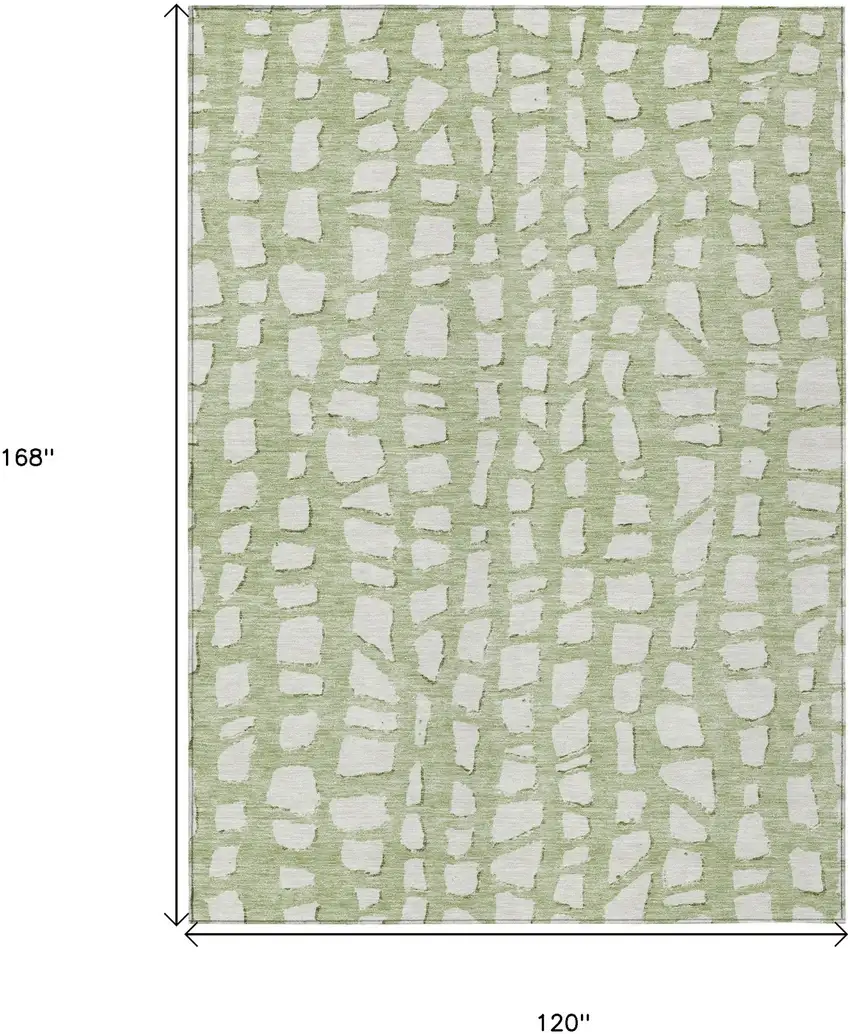 Artichoke Green And Ivory Abstract Washable Indoor Outdoor Area Rug Photo 7