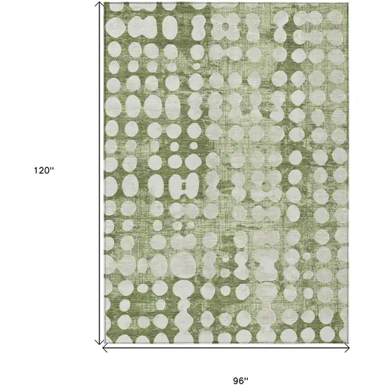 Artichoke Green And Ivory Abstract Washable Indoor Outdoor Area Rug Photo 3