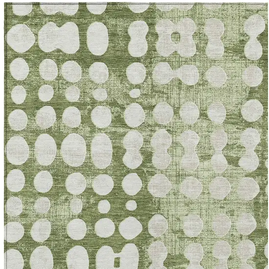 Artichoke Green And Ivory Abstract Washable Indoor Outdoor Area Rug Photo 6