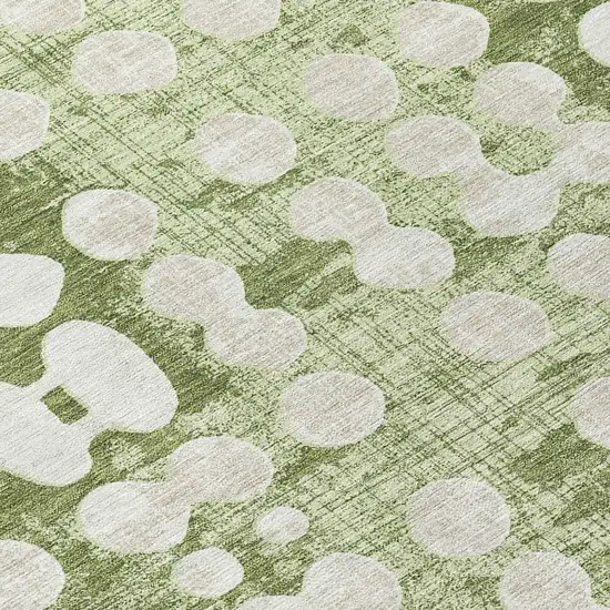 Artichoke Green And Ivory Abstract Washable Indoor Outdoor Area Rug Photo 7