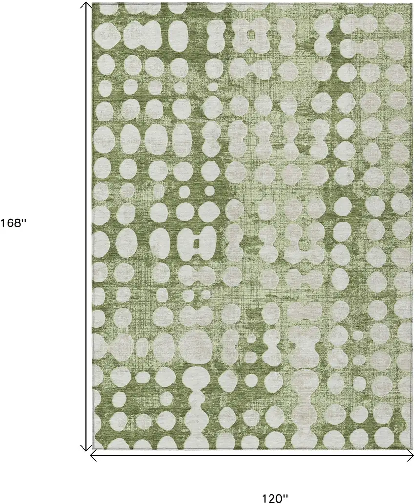 Artichoke Green And Ivory Abstract Washable Indoor Outdoor Area Rug Photo 3