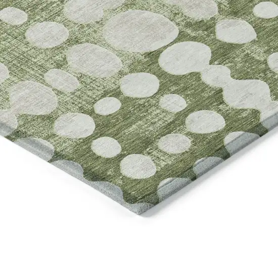 Artichoke Green And Ivory Abstract Washable Indoor Outdoor Area Rug Photo 5