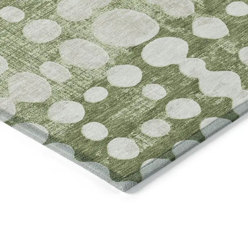 Artichoke Green And Ivory Abstract Washable Indoor Outdoor Area Rug Photo 5