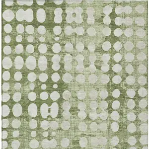 Photo of Artichoke Green And Ivory Abstract Washable Indoor Outdoor Area Rug