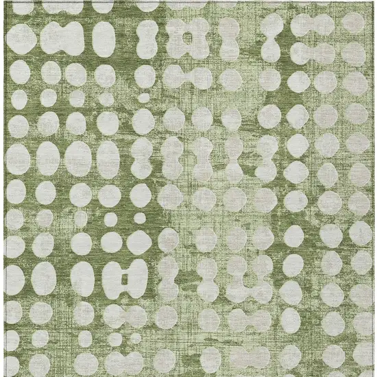 Artichoke Green And Ivory Abstract Washable Indoor Outdoor Area Rug Photo 6