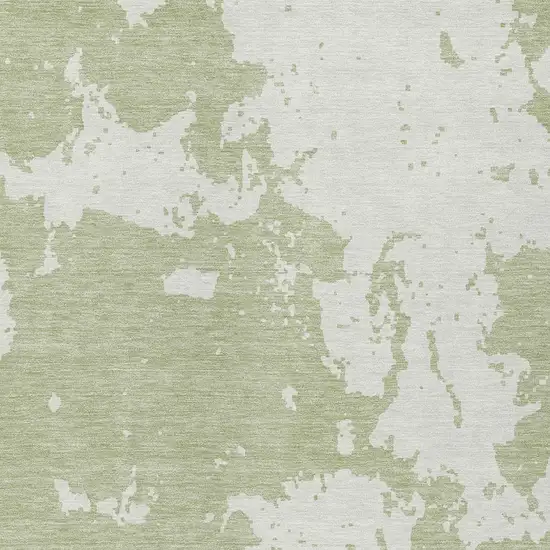 Artichoke Green And Ivory Abstract Washable Indoor Outdoor Area Rug Photo 6
