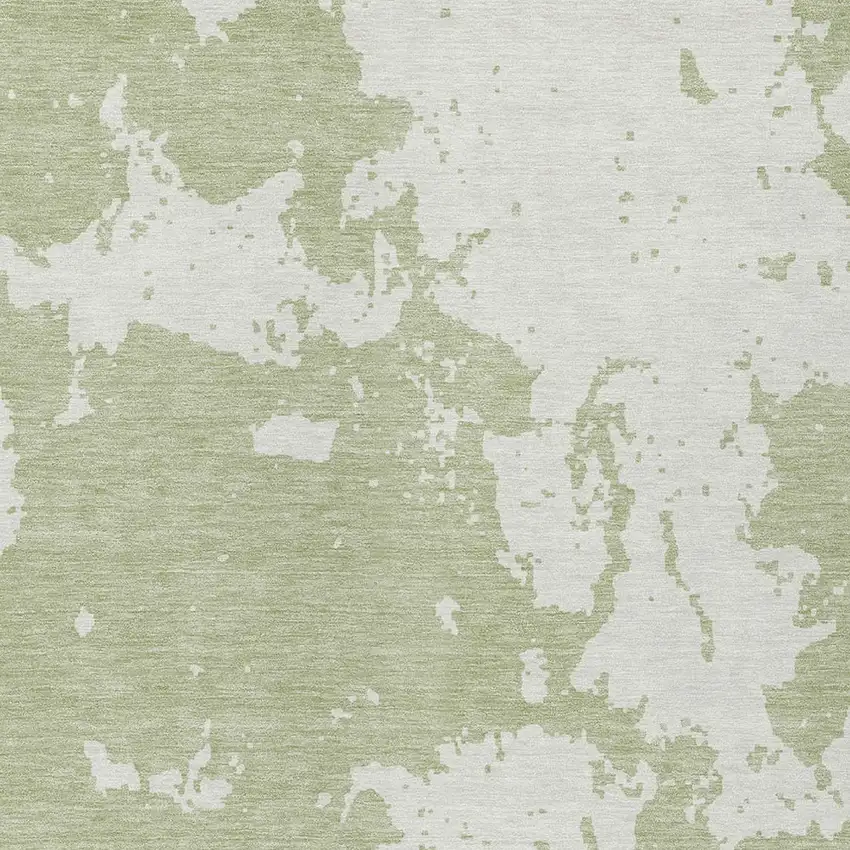 Artichoke Green And Ivory Abstract Washable Indoor Outdoor Area Rug Photo 6