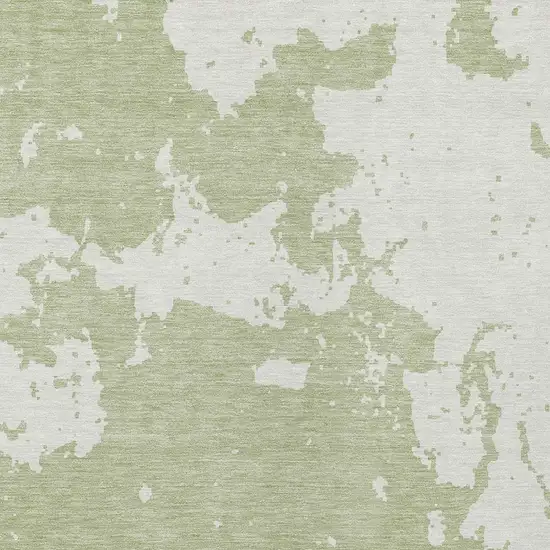 Artichoke Green And Ivory Abstract Washable Indoor Outdoor Area Rug Photo 6