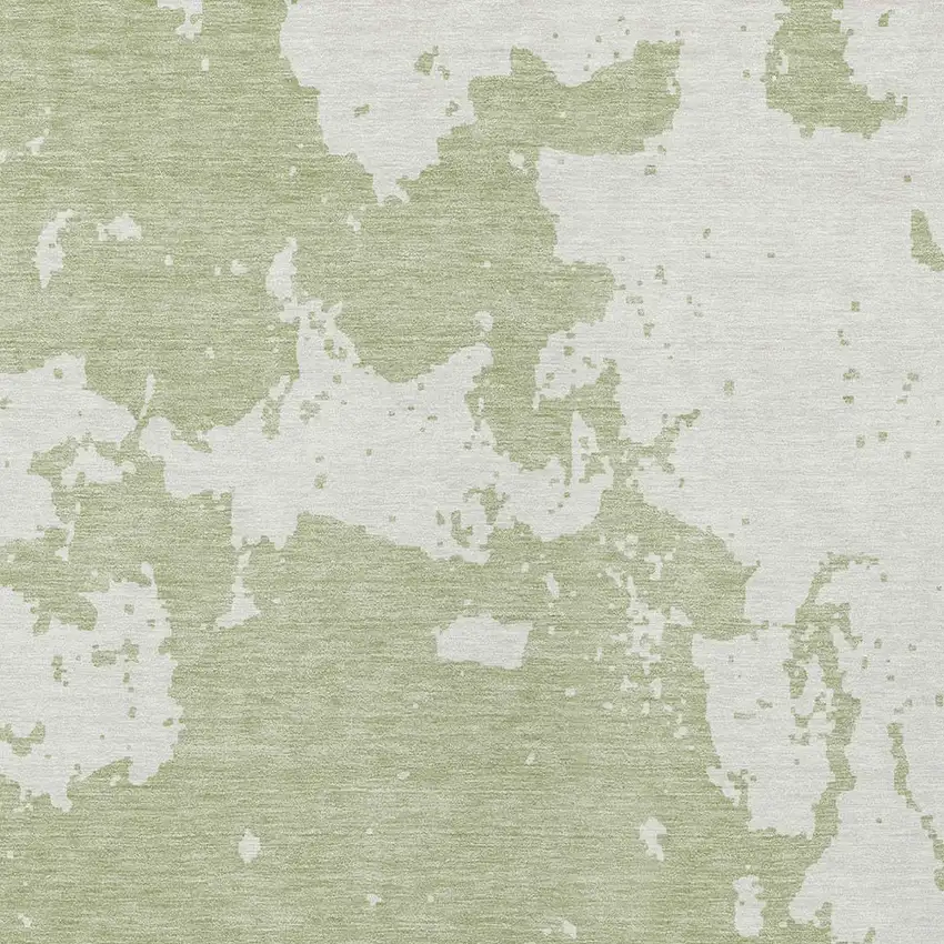 Artichoke Green And Ivory Abstract Washable Indoor Outdoor Area Rug Photo 6