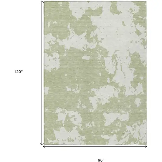 Artichoke Green And Ivory Abstract Washable Indoor Outdoor Area Rug Photo 3