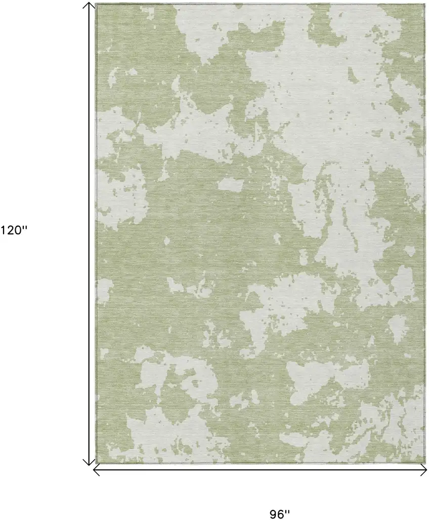 Artichoke Green And Ivory Abstract Washable Indoor Outdoor Area Rug Photo 3