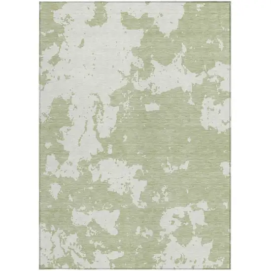 Artichoke Green And Ivory Abstract Washable Indoor Outdoor Area Rug Photo 7