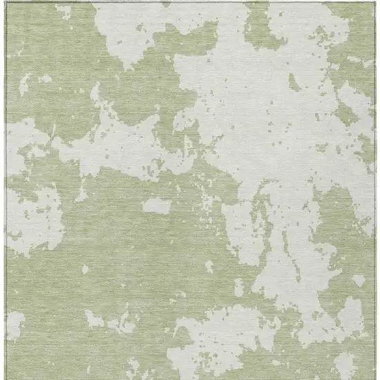 Artichoke Green And Ivory Abstract Washable Indoor Outdoor Area Rug Photo 6