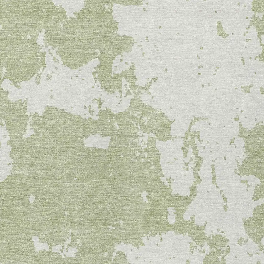 Artichoke Green And Ivory Abstract Washable Indoor Outdoor Area Rug Photo 6