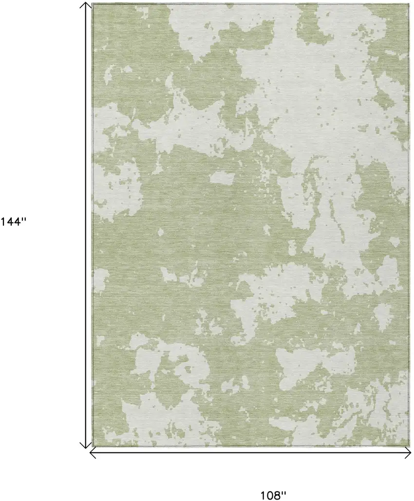 Artichoke Green And Ivory Abstract Washable Indoor Outdoor Area Rug Photo 3