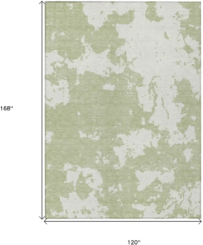 Artichoke Green And Ivory Abstract Washable Indoor Outdoor Area Rug Photo 3