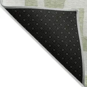 Photo of Artichoke Green And Ivory Abstract Washable Indoor Outdoor Area Rug