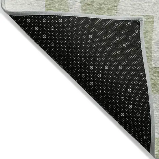 Artichoke Green And Ivory Abstract Washable Indoor Outdoor Area Rug Photo 4