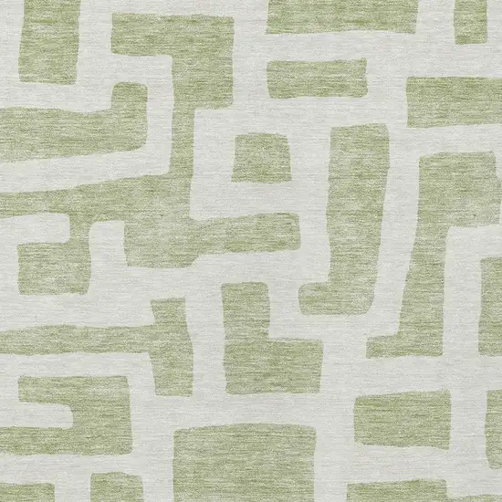 Artichoke Green And Ivory Abstract Washable Indoor Outdoor Area Rug Photo 6