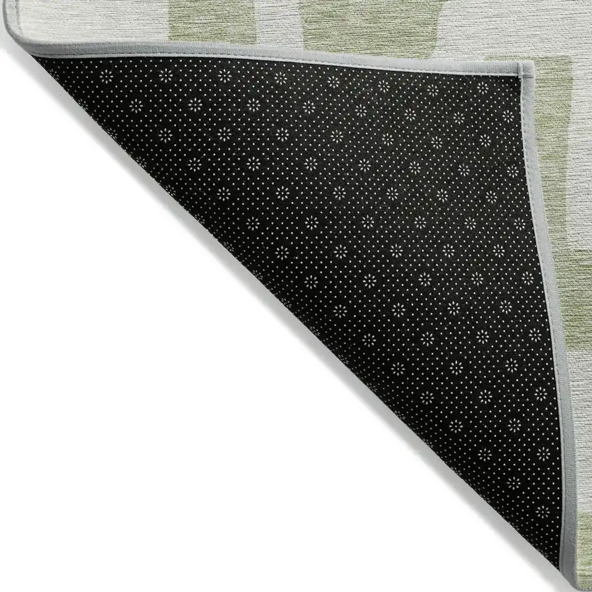 Artichoke Green And Ivory Abstract Washable Indoor Outdoor Area Rug Photo 4