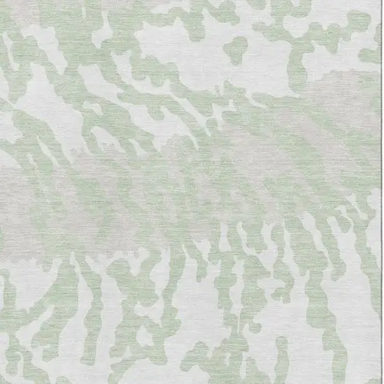 Artichoke Green And Ivory Animal Print Washable Area Rug With UV Protection Photo 3