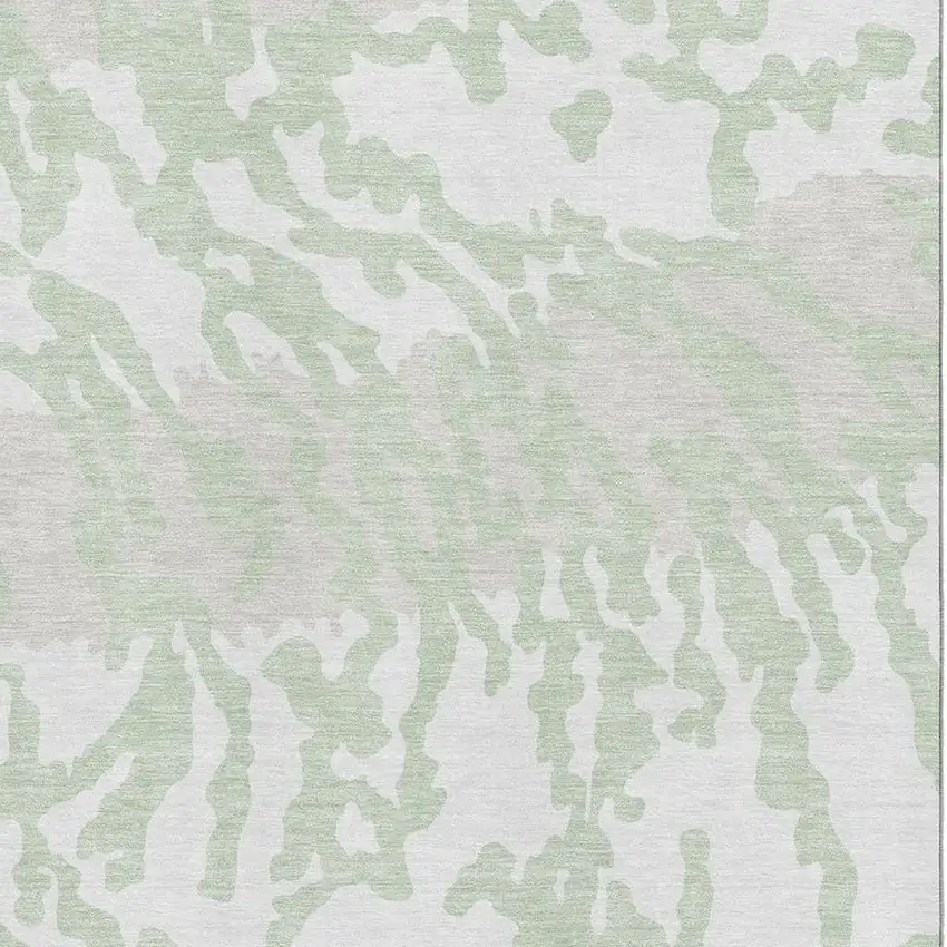 Artichoke Green And Ivory Animal Print Washable Area Rug With UV Protection Photo 3