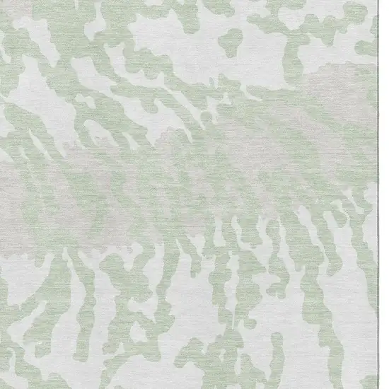 Artichoke Green And Ivory Animal Print Washable Area Rug With UV Protection Photo 3