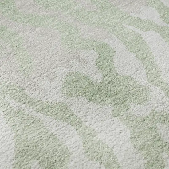 Artichoke Green And Ivory Animal Print Washable Area Rug With UV Protection Photo 9