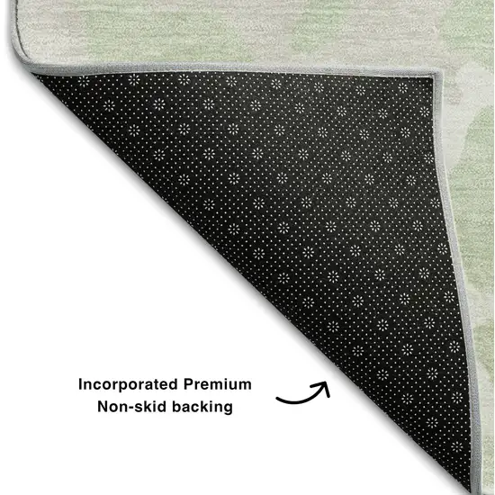 Artichoke Green And Ivory Animal Print Washable Area Rug With UV Protection Photo 7