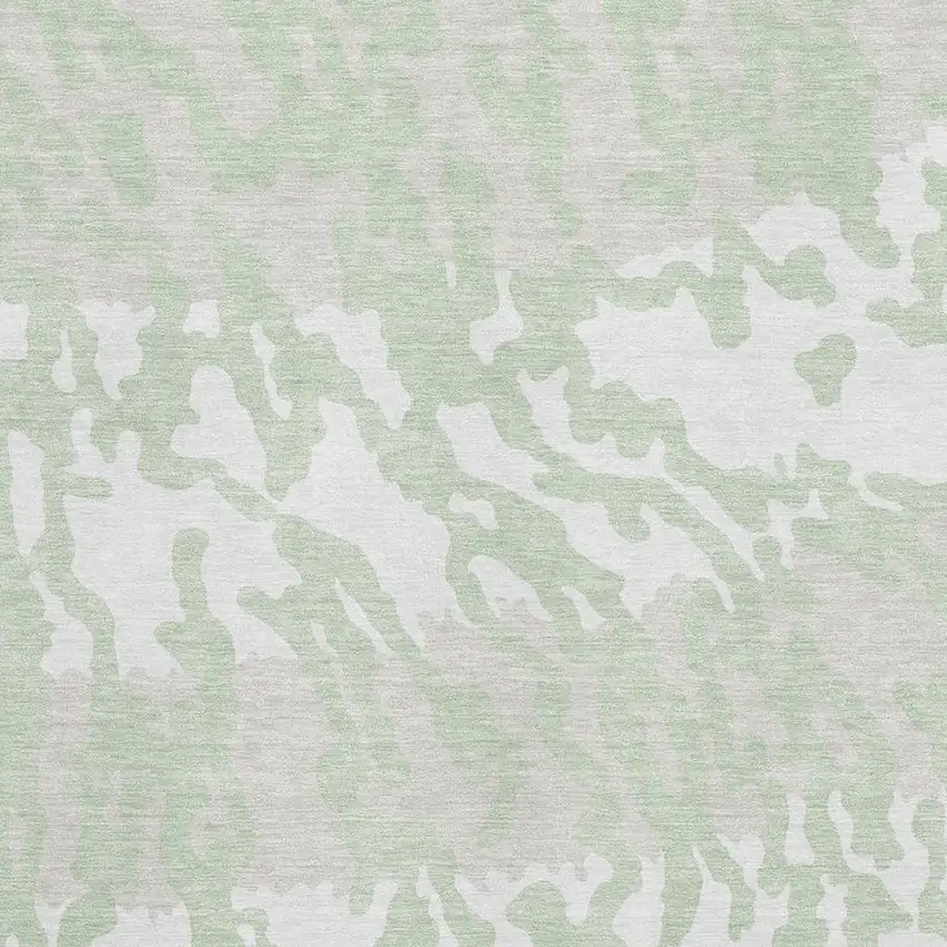 Artichoke Green And Ivory Animal Print Washable Area Rug With UV Protection Photo 3