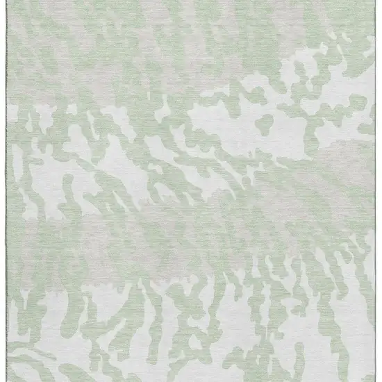 Artichoke Green And Ivory Animal Print Washable Area Rug With UV Protection Photo 4