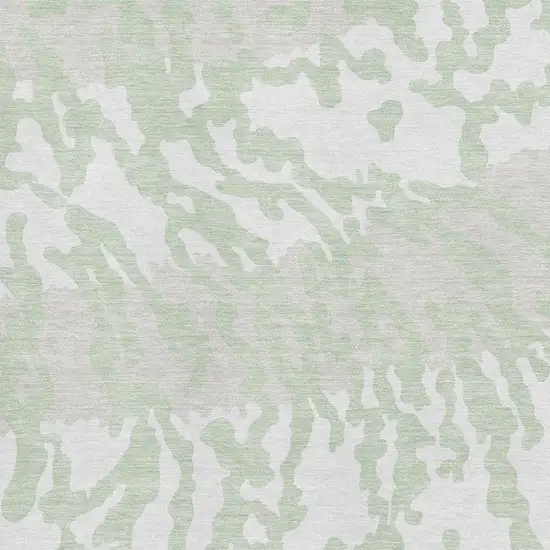 Artichoke Green And Ivory Animal Print Washable Area Rug With UV Protection Photo 3