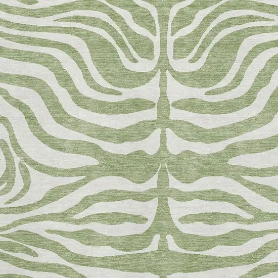 Artichoke Green And Ivory Animal Print Washable Area Rug With UV Protection Photo 2