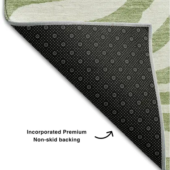 Artichoke Green And Ivory Animal Print Washable Area Rug With UV Protection Photo 6