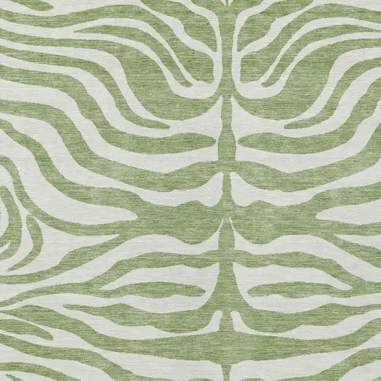 Artichoke Green And Ivory Animal Print Washable Indoor Outdoor Area Rug Photo 5