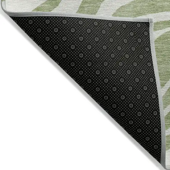 Artichoke Green And Ivory Animal Print Washable Indoor Outdoor Area Rug Photo 3