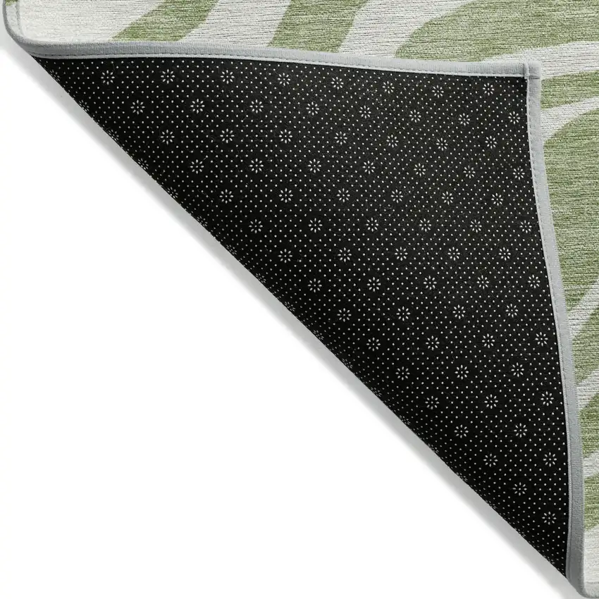 Artichoke Green And Ivory Animal Print Washable Indoor Outdoor Area Rug Photo 3