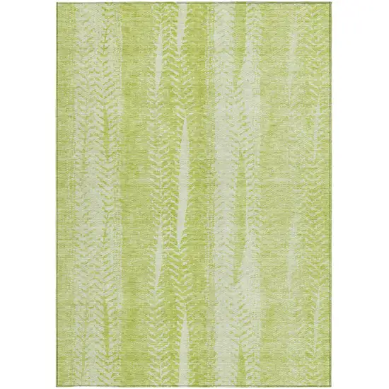 Artichoke Green And Ivory Botanical Leaves Washable Indoor Outdoor Area Rug Photo 6