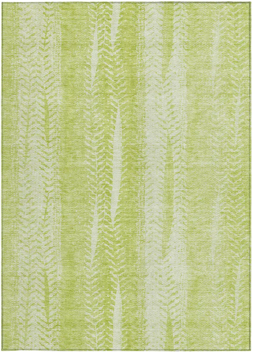 Artichoke Green And Ivory Botanical Leaves Washable Indoor Outdoor Area Rug Photo 6