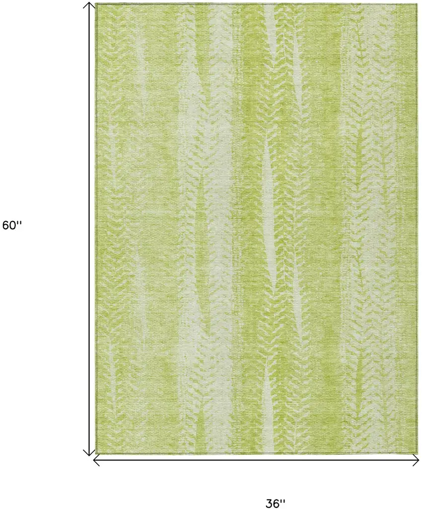 Artichoke Green And Ivory Botanical Leaves Washable Indoor Outdoor Area Rug Photo 3
