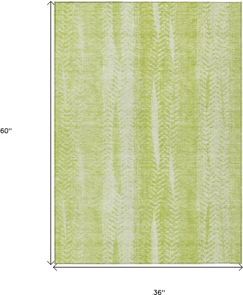 Artichoke Green And Ivory Botanical Leaves Washable Indoor Outdoor Area Rug Photo 3